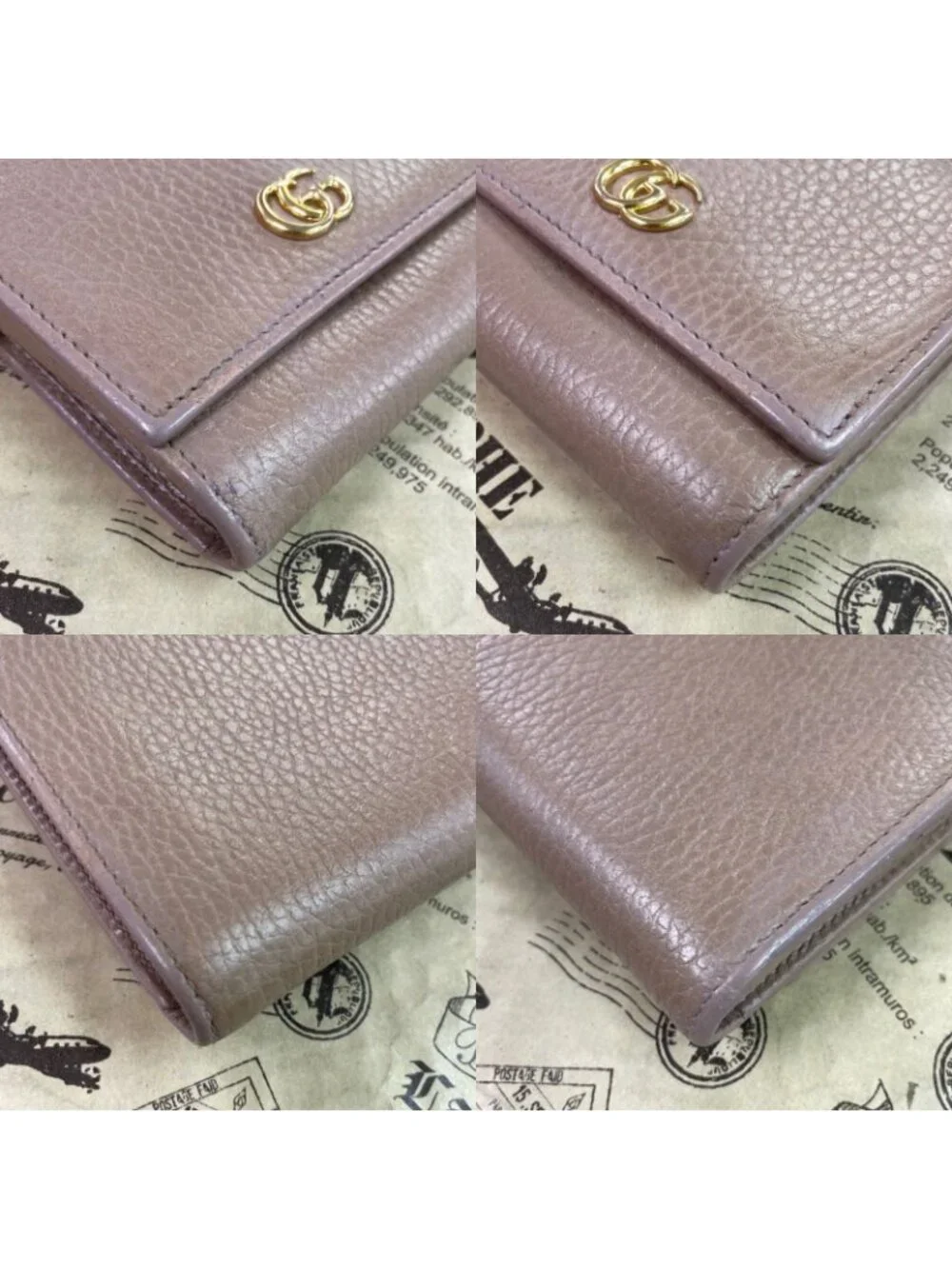 Gucci Fold Wallet Compact Leather GG Marmont Gray - Picture 6 of 15